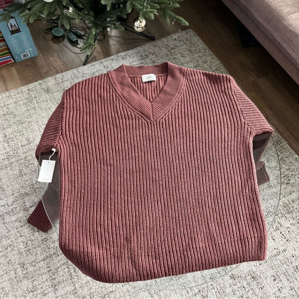 Aritzia Wilfred Belize Merino Wool V-Neck Knit Cozy Cotagecore Sweater Size 3 - Picture 8 of 9